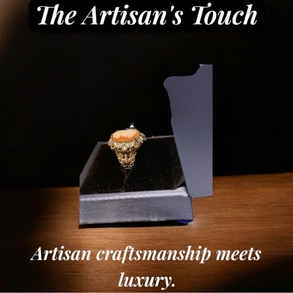 Authentic Carved Shell Cameo Ring Set in Sterling & 18kt Vermeil  NWB   size 5 - Picture 13 of 13